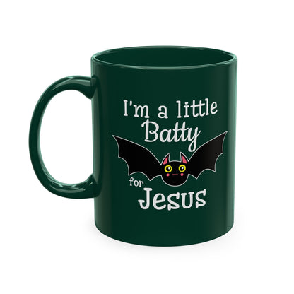 I'm a Little Batty for Jesus Mug – Christian Halloween Ceramic Coffee Cup
