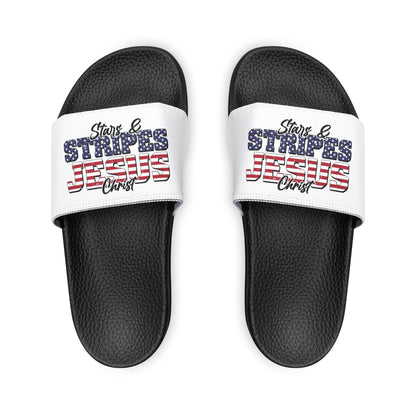 Stars & Stripes Jesus Sandals, Youth Summer Footwear, Patriotic Flip-Flops, Casual Beach Footwear, Kid-Friendly Sandals, Christian [...]