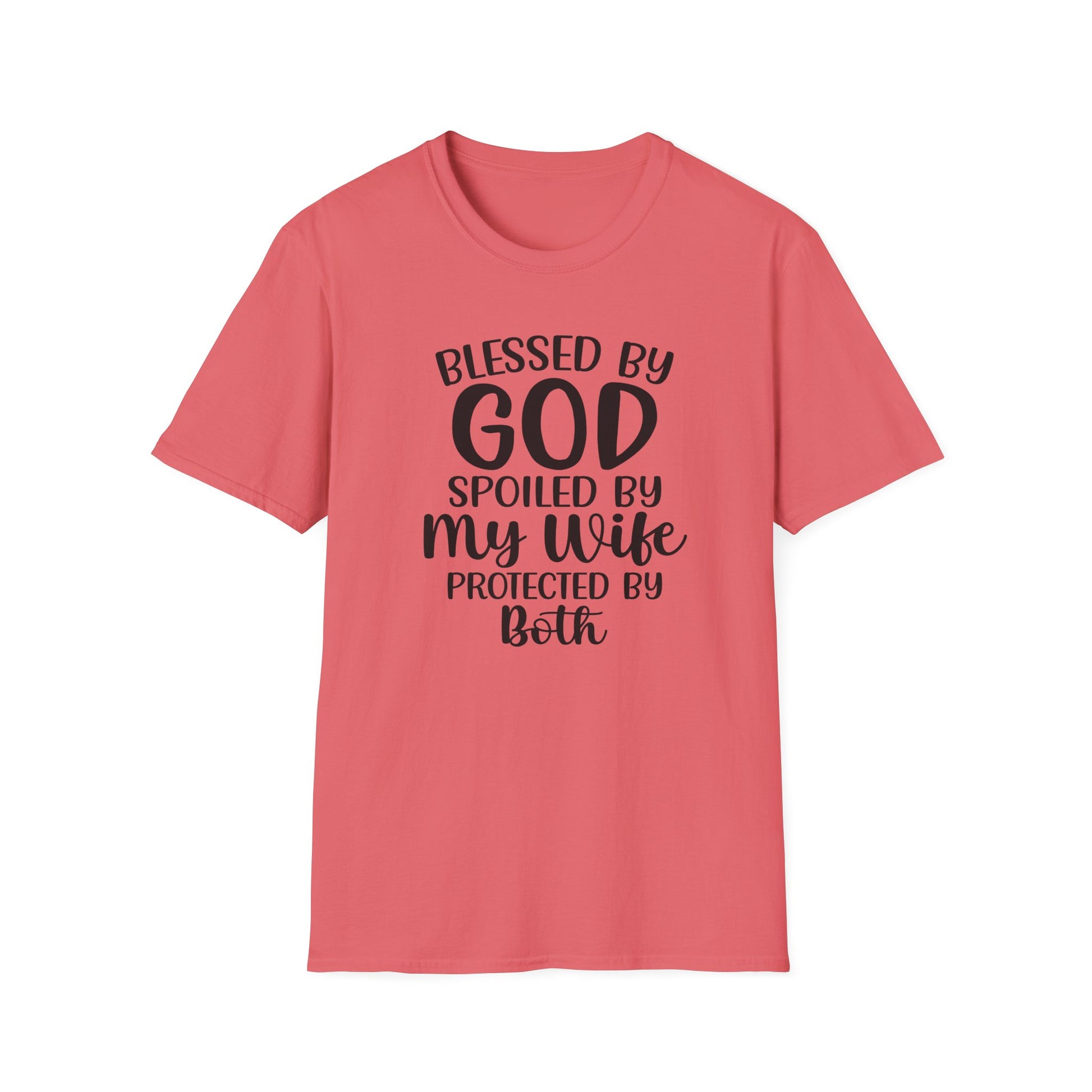 Blessed By God Spoiled By My Wife Protected By Both Men's Christian T-shirt Printify