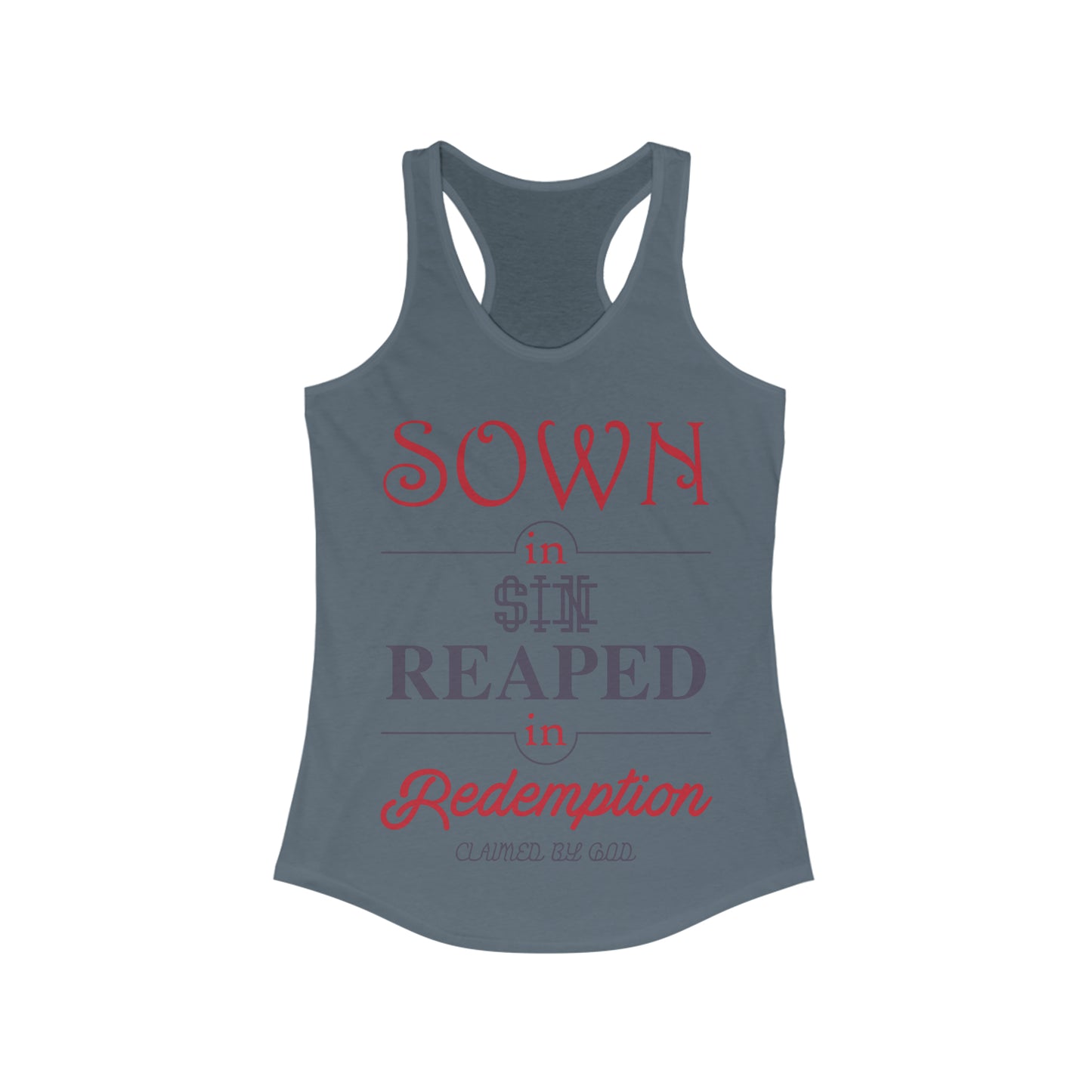 Sown in sin reaped in redemption slim fit tank-top