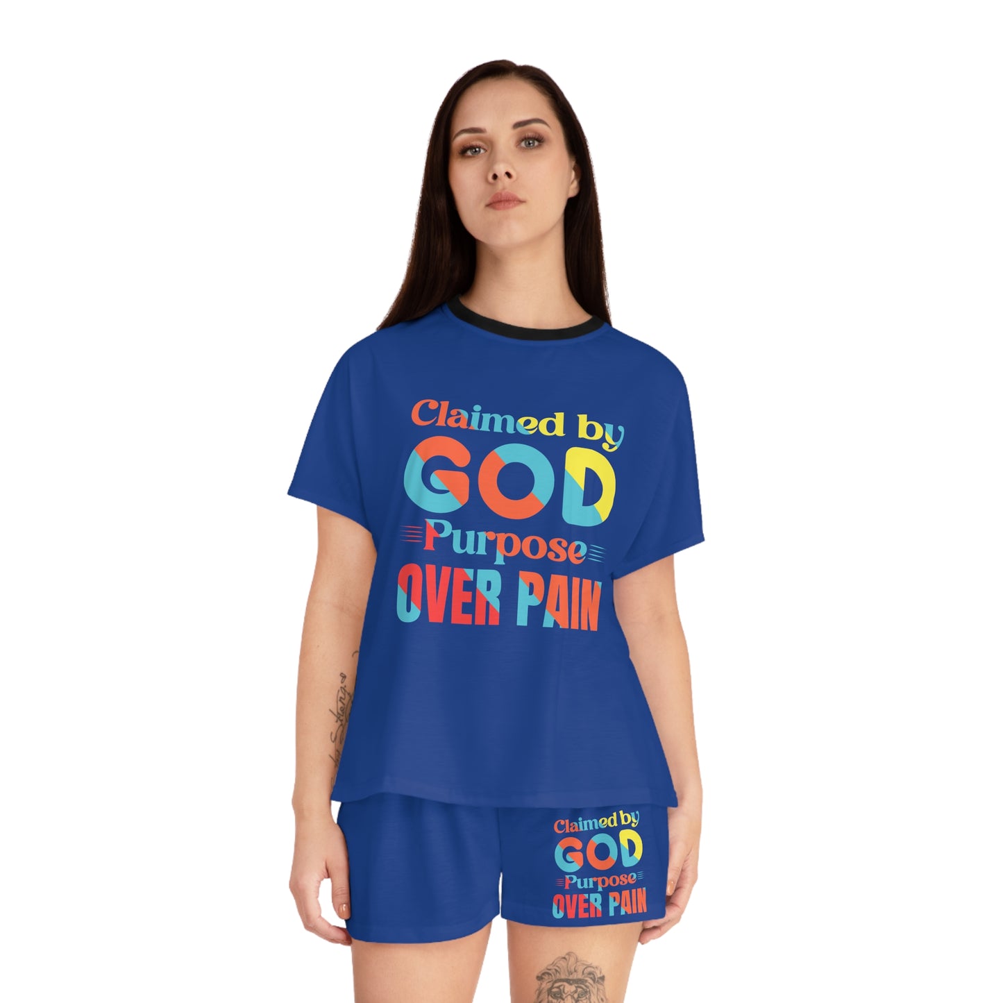 Claimed By God Purpose Over Pain Women's Christian Short Pajama Set Printify