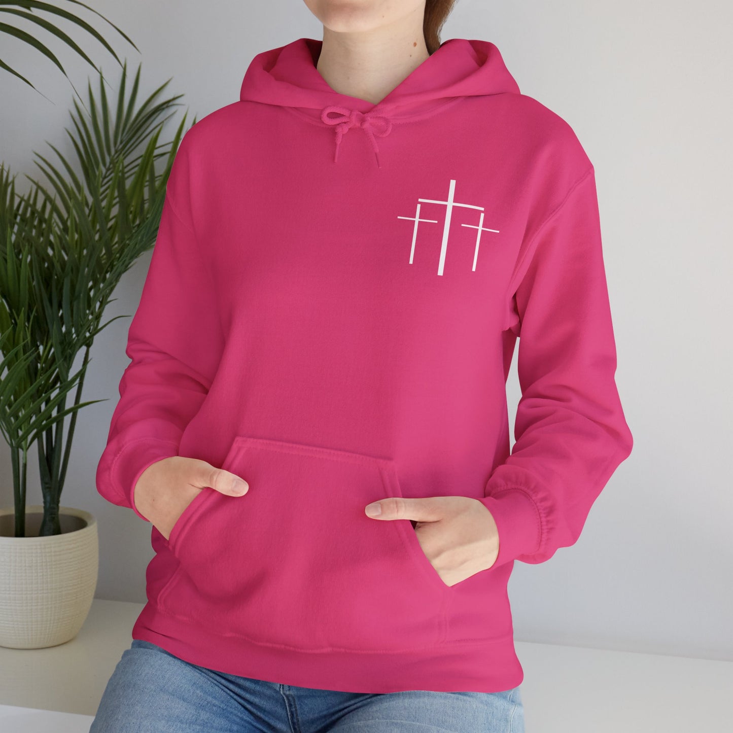 Faith Over Fear 3 Crosses  Unisex Christian Hooded Pullover Sweatshirt