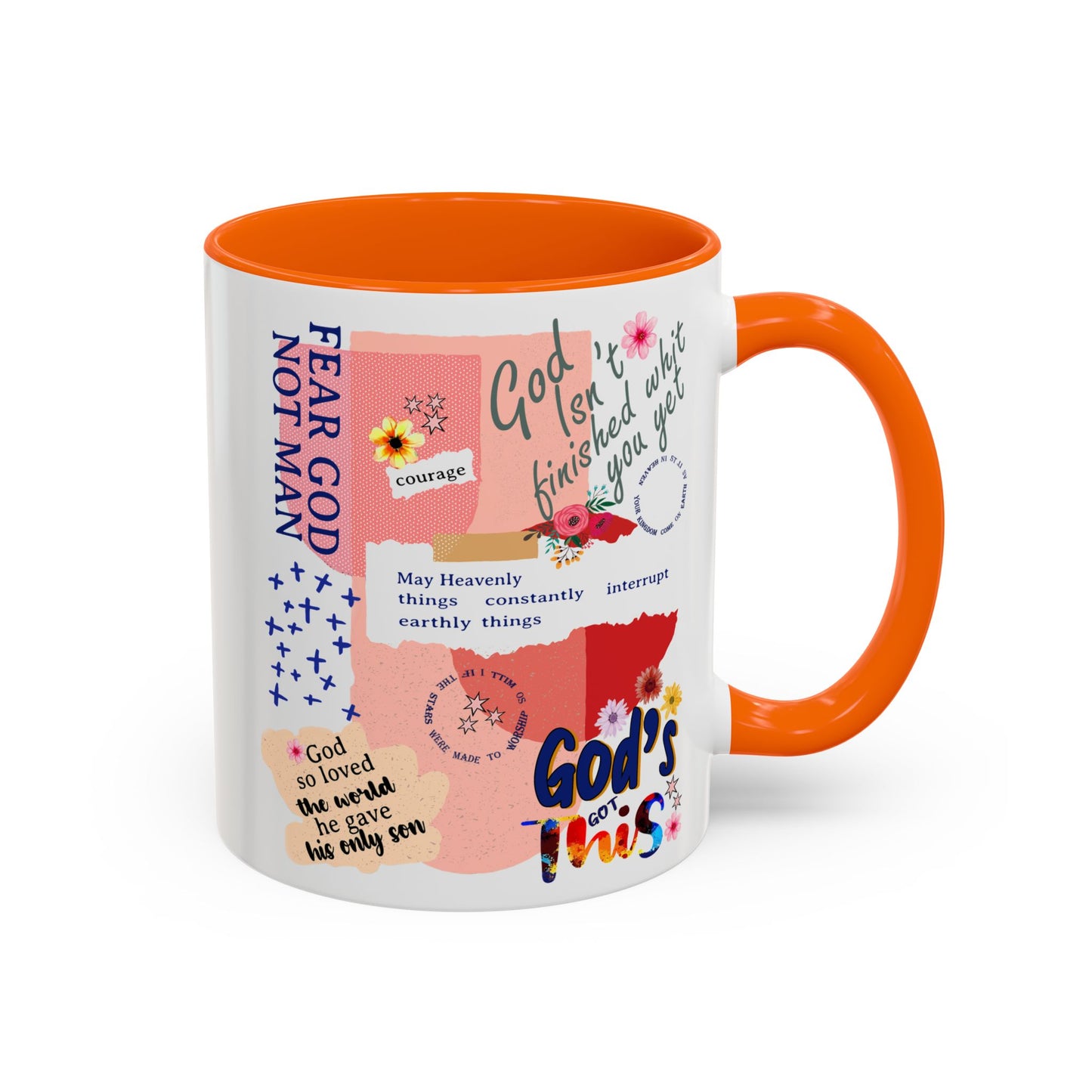 Inspirational Accent Coffee Mug - 11 & 15oz - Fear Him Not Man - Perfect Gift for Friends and Family