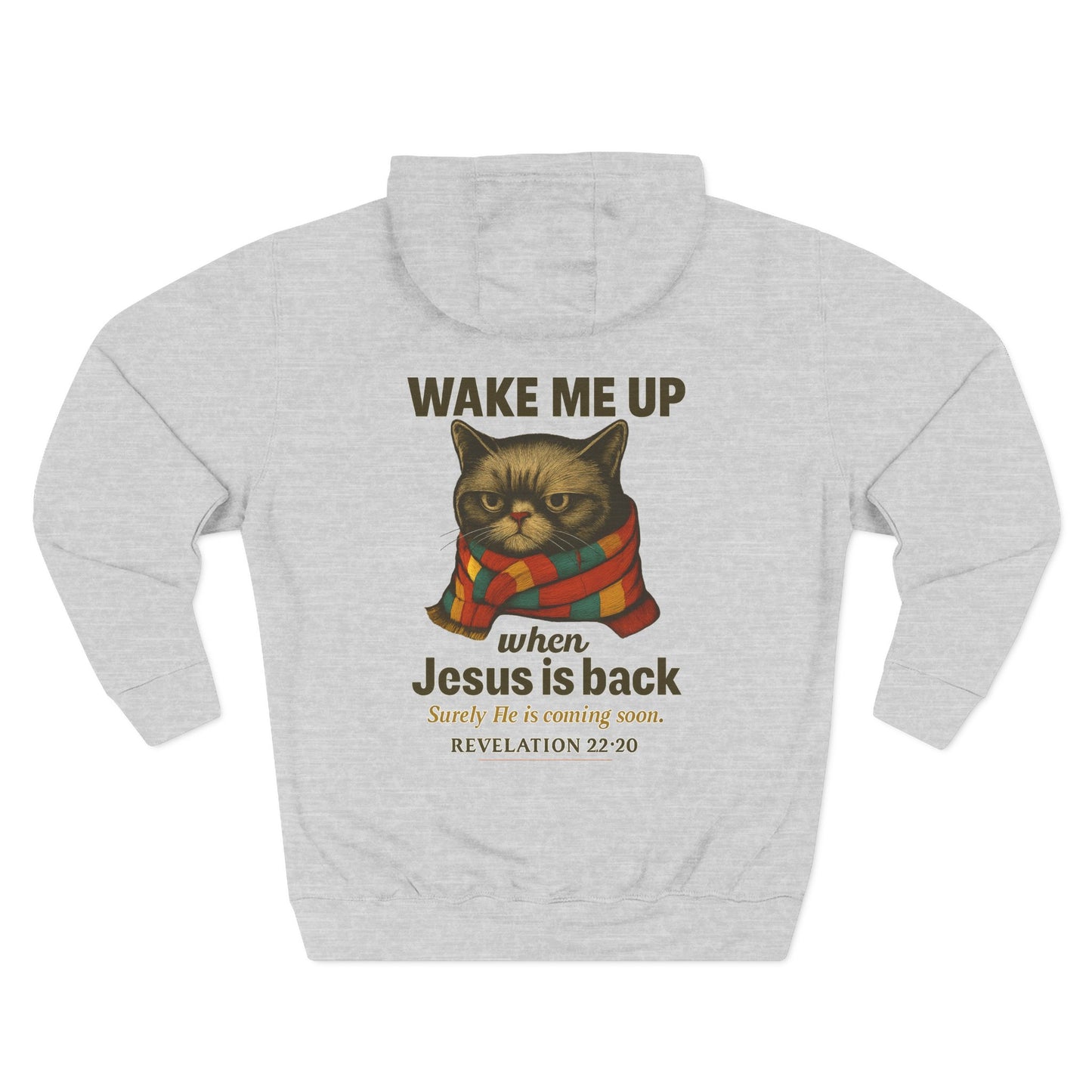 Warm Fleece Hoodie for Cat Lovers - Wake Me Up When He is Back, Cozy Pullover, Gifts for Christmas, Fall, and Winter