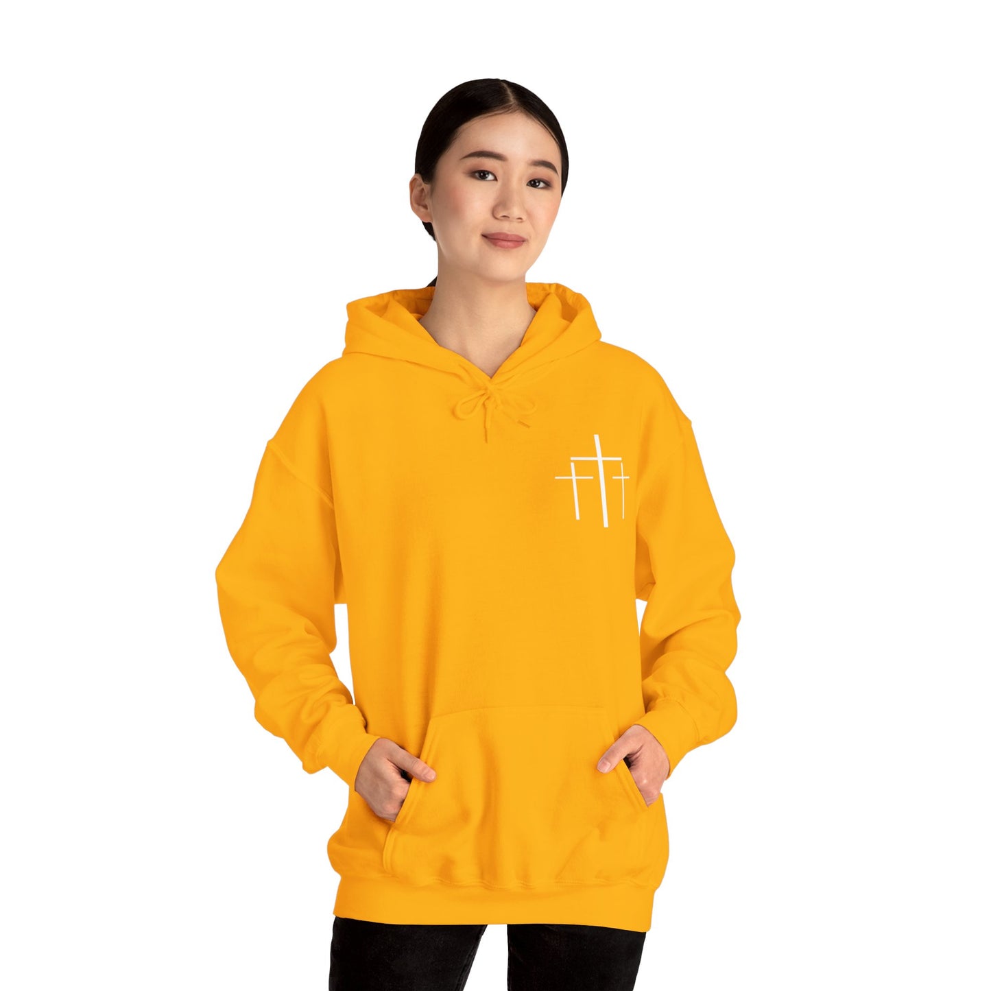 Faith Over Fear 3 Crosses  Unisex Christian Hooded Pullover Sweatshirt