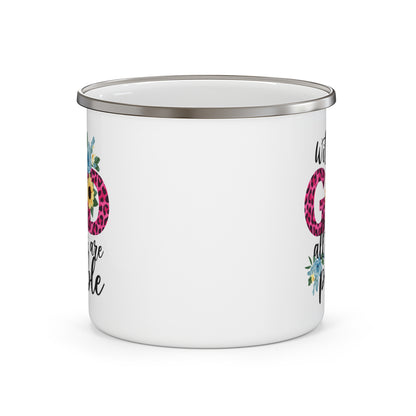 With Him All Things Are Possible Christian Enamel Camping Mug 12oz