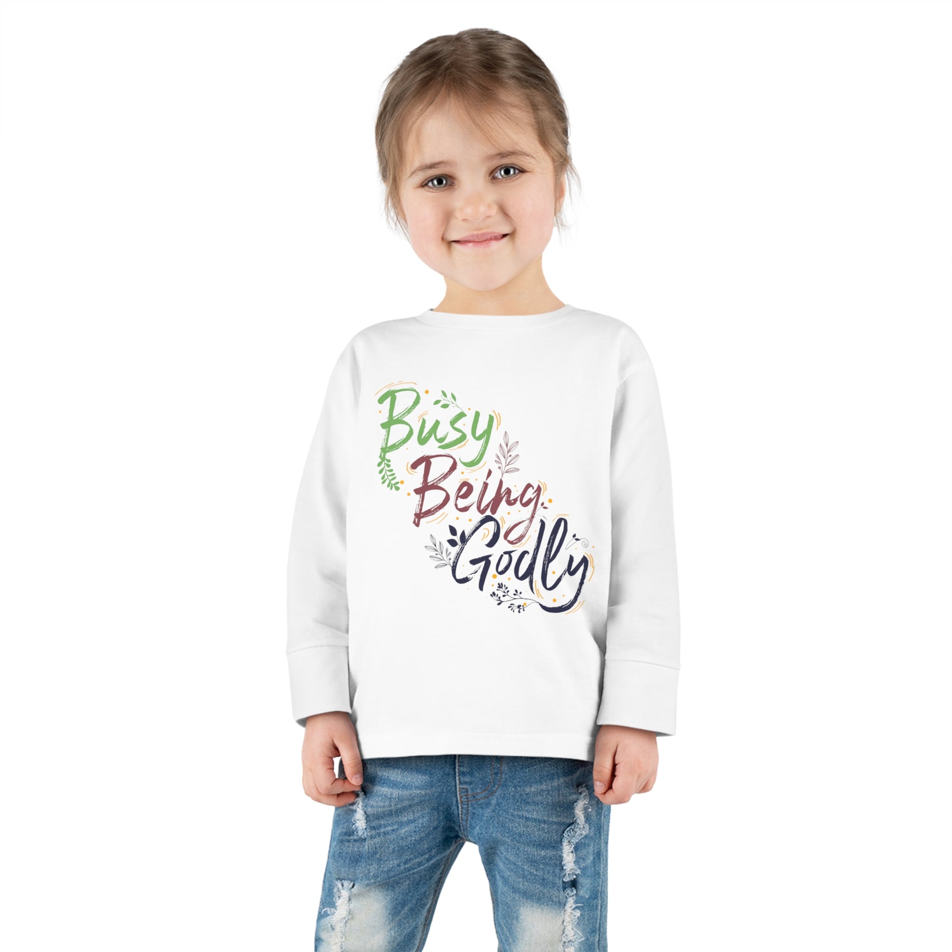 Busy Being Godly Toddler Christian Sweatshirt Printify