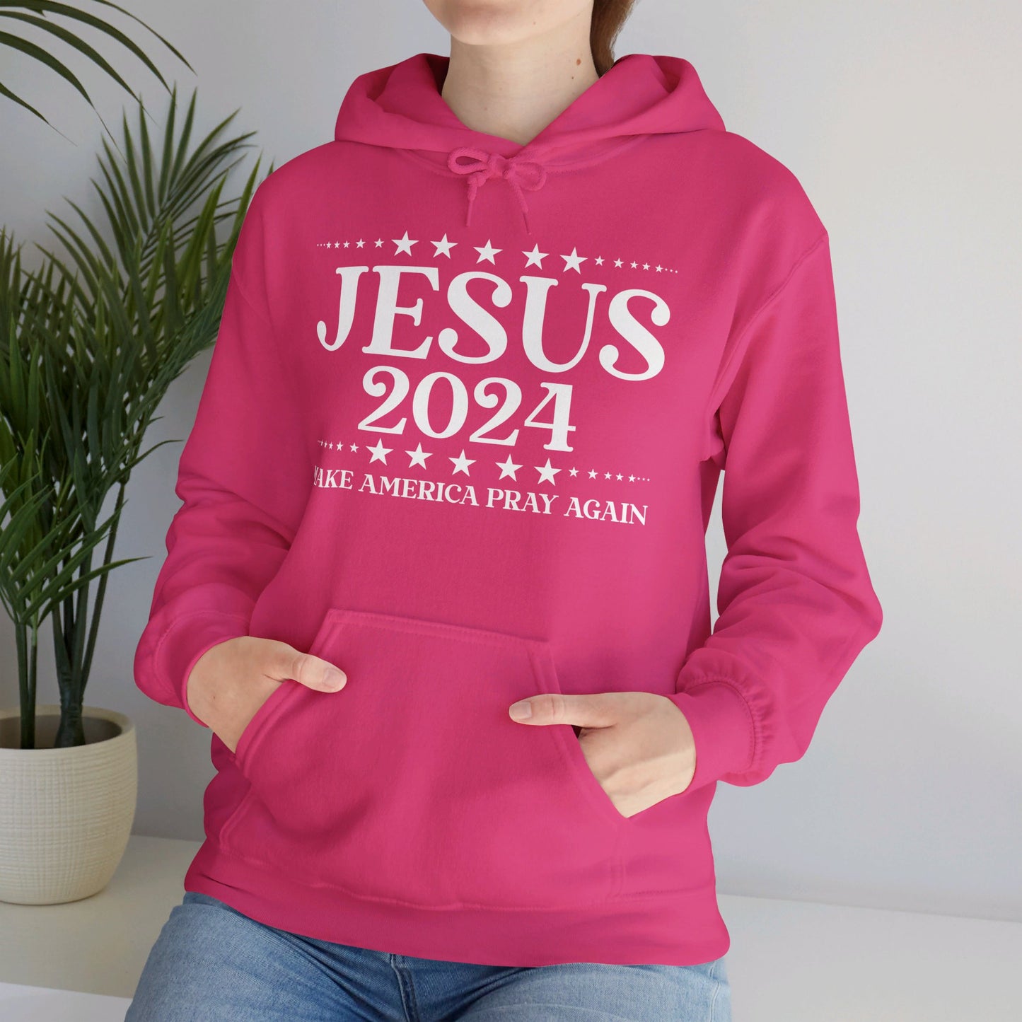 Jesus 2024 Make America Pray Again Unisex Christian Pullover Hooded Sweatshirt