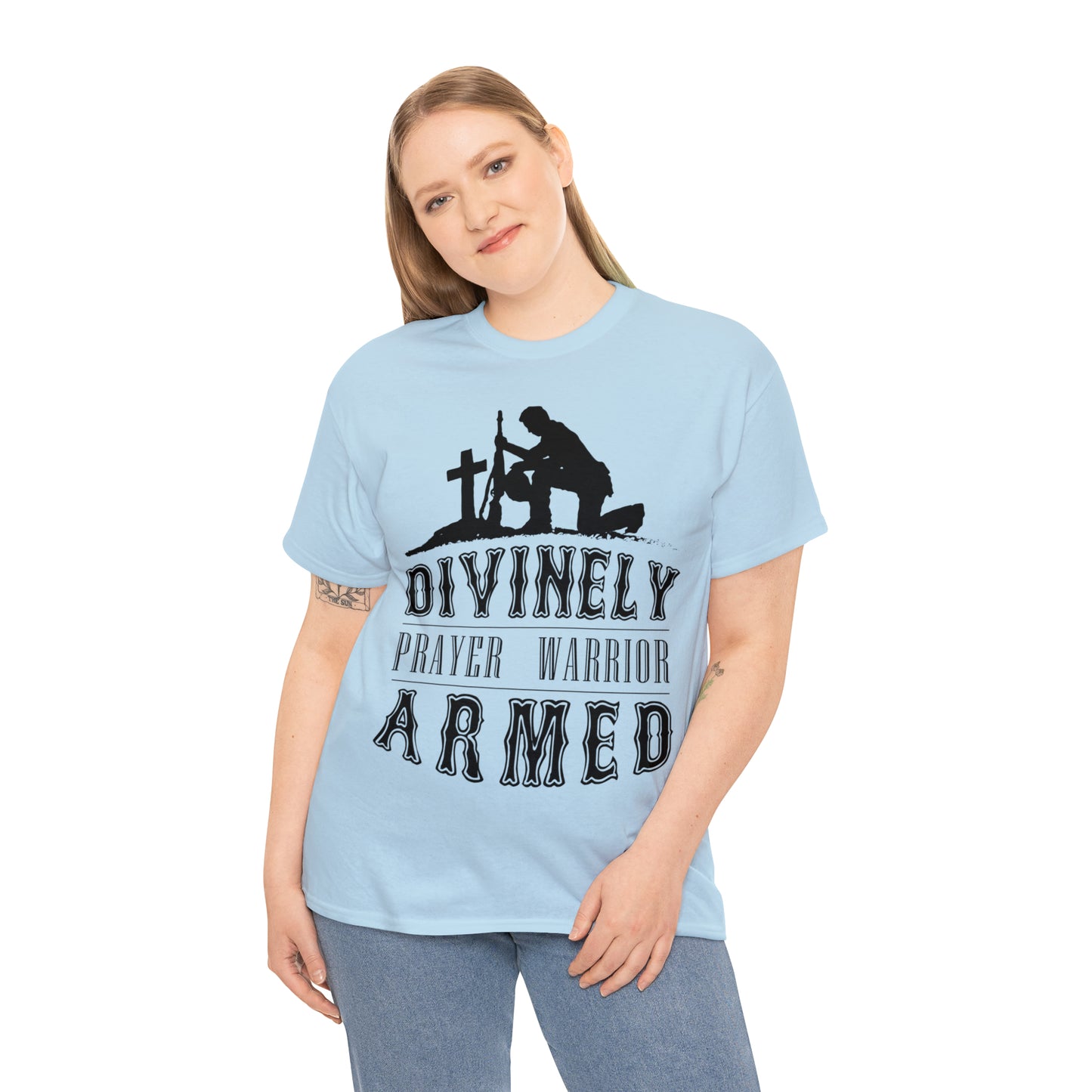 Divinely Armed Prayer Warrior Unisex Heavy Cotton Tee