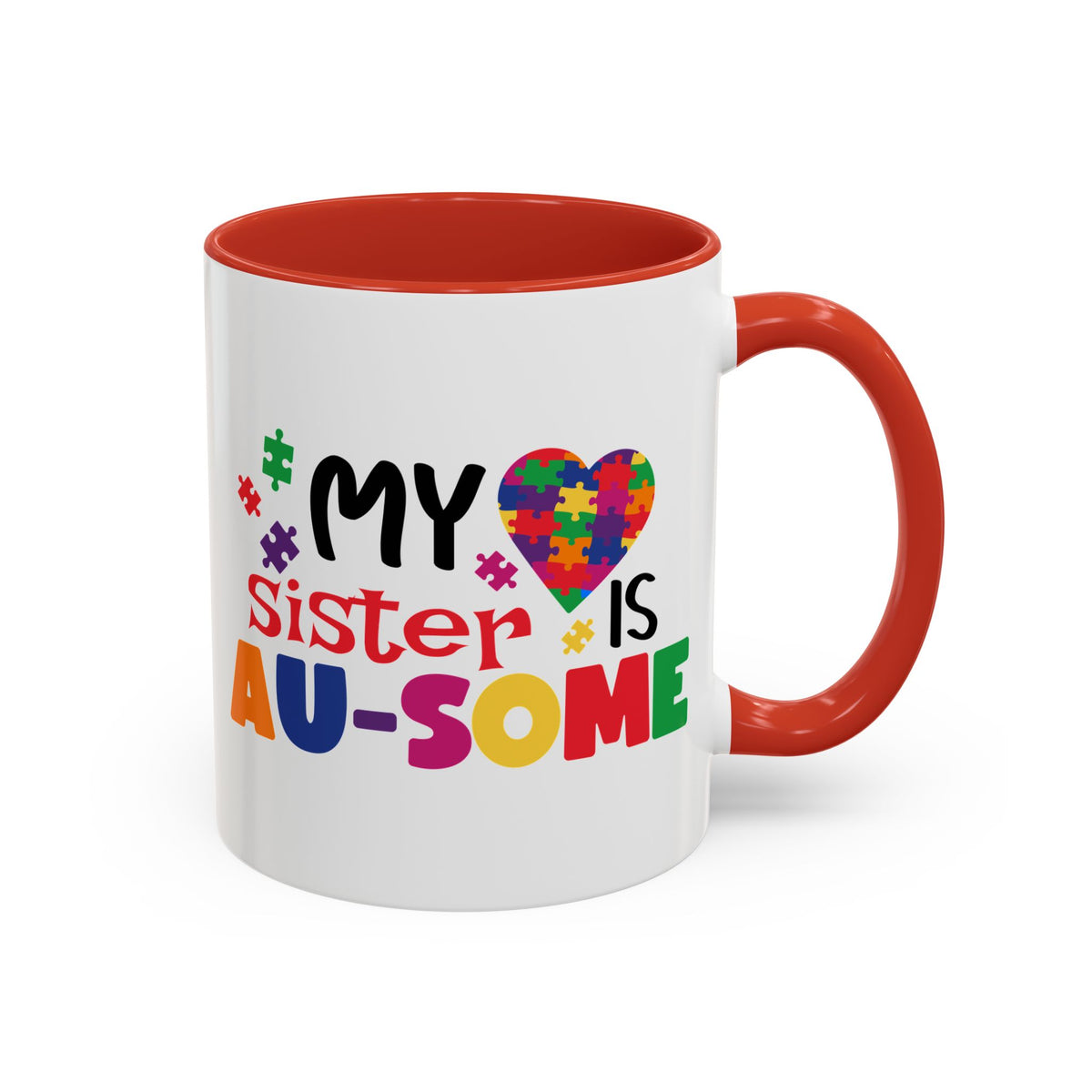 Colorful Autism Awareness Coffee Mug - "My Sister is AU-some"