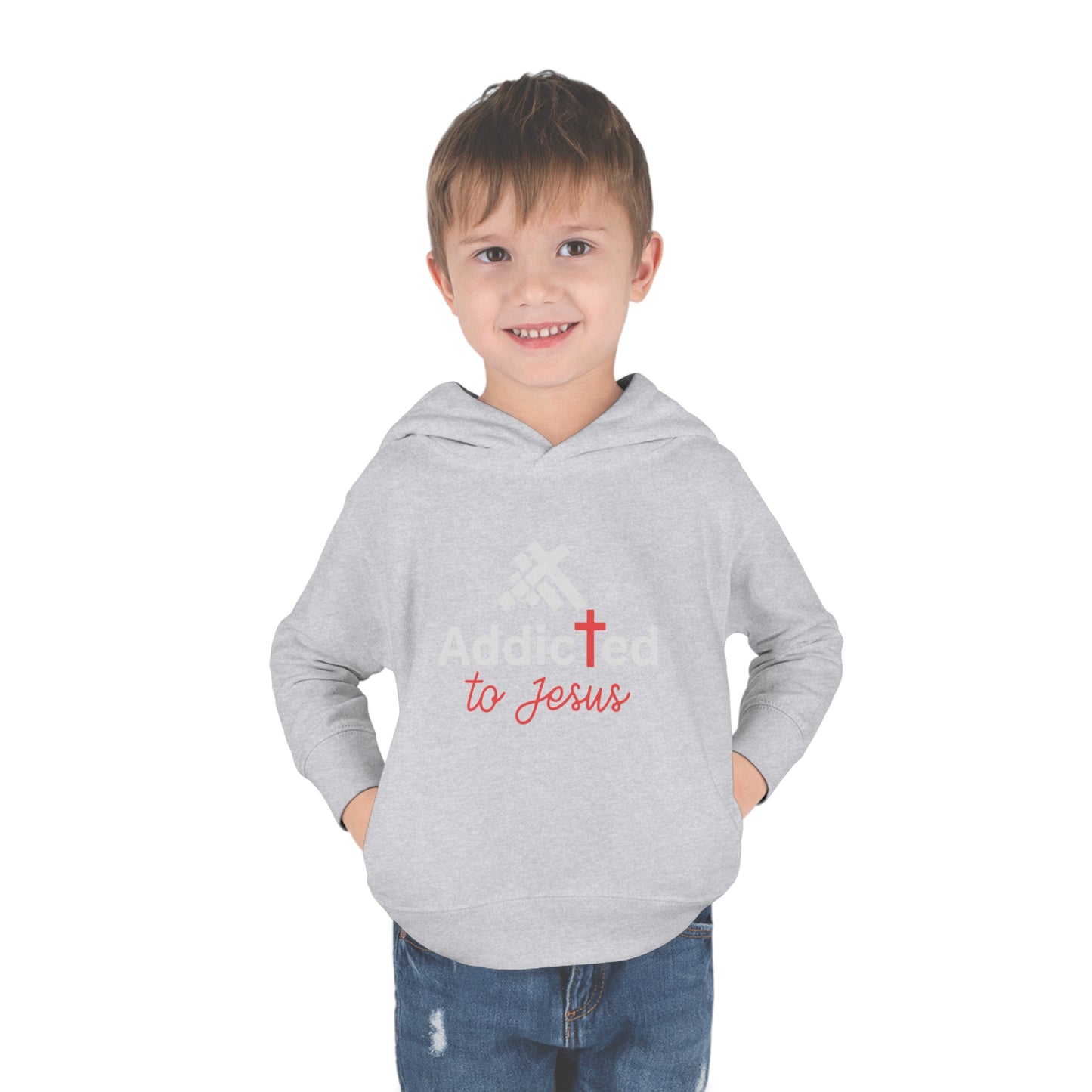 Addicted To Jesus Christian Toddler Pullover Fleece Hooded Sweatshirt