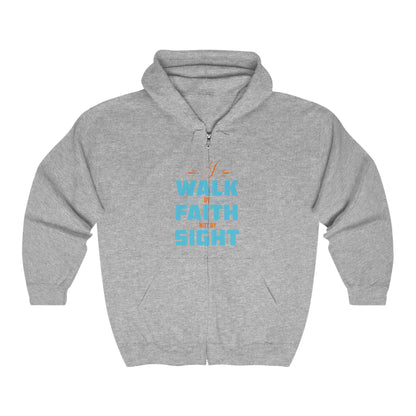 I Walk By Faith Not By Sight Unisex Heavy Blend Full Zip Hooded Sweatshirt