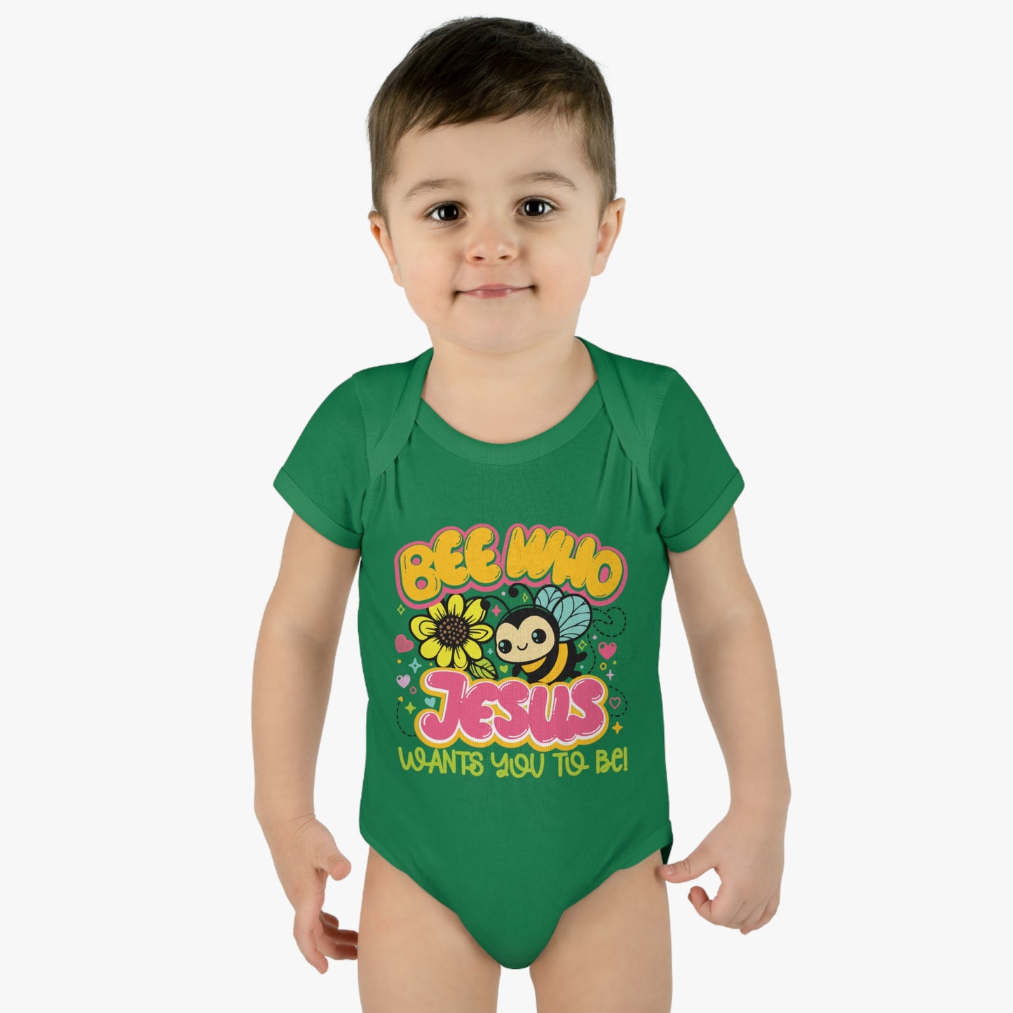 Bee Who Jesus Wants You To Be  Christian Baby Onesie