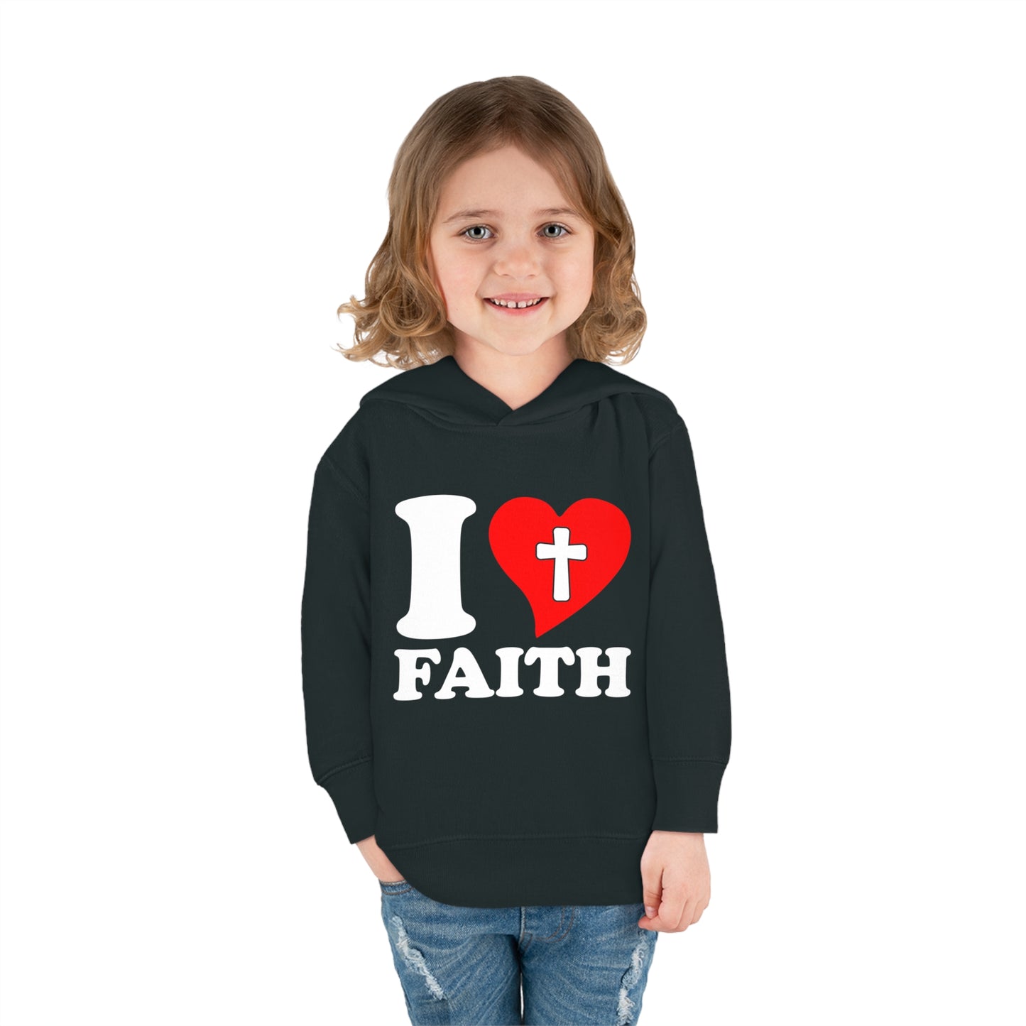 I Love Faith Christian Toddler Pullover Fleece Hooded Sweatshirt