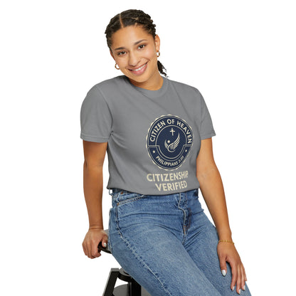 Citizen of Heaven T-shirt, Unisex Garment - Dyed Tee, Spiritual Gift, Christian Apparel, Faith - Based Fashion, Inspirational Top - ClaimedbyGodDesigns