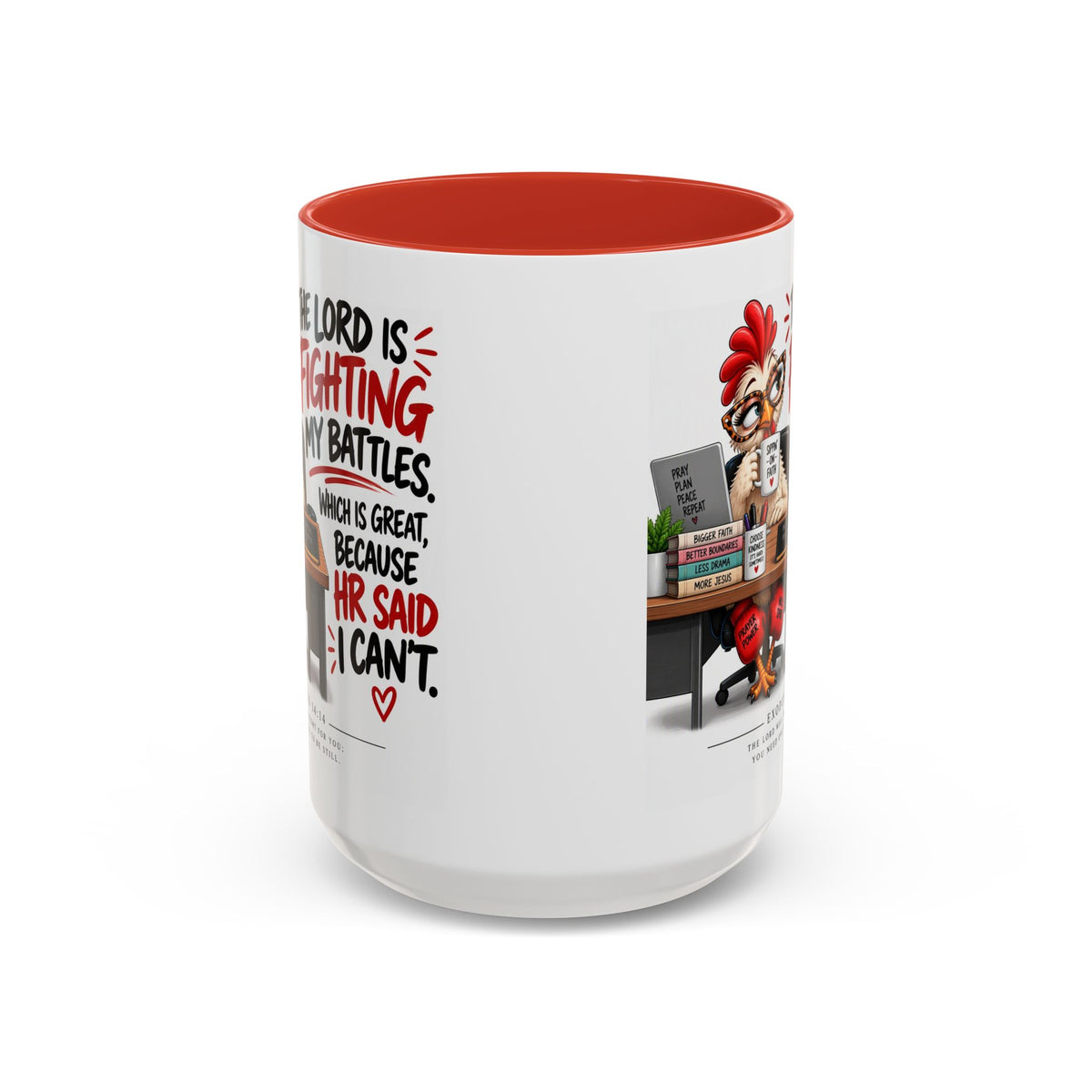 Inspirational Accent Coffee Mug — “The Lord Is Fighting My Battles” Faith Quote (11/15oz)