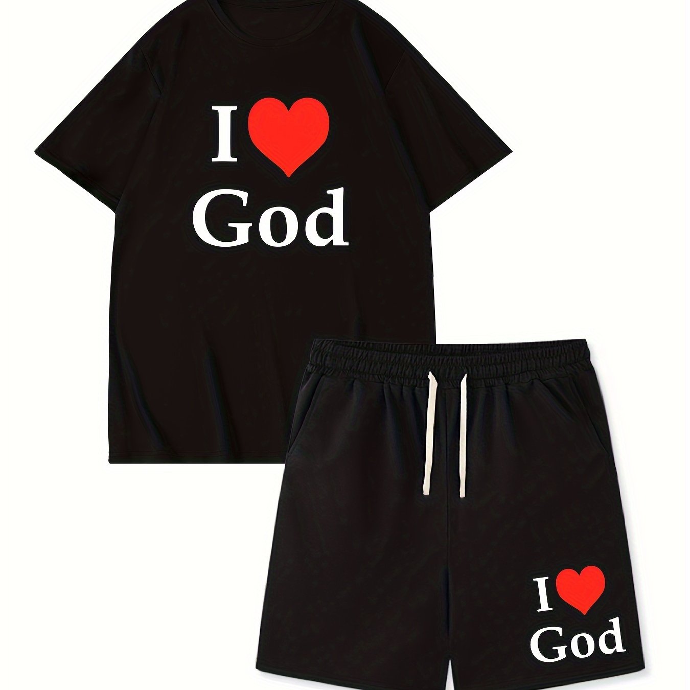 I LOVE GOD Men's Christian Casual Outfit claimedbygoddesigns