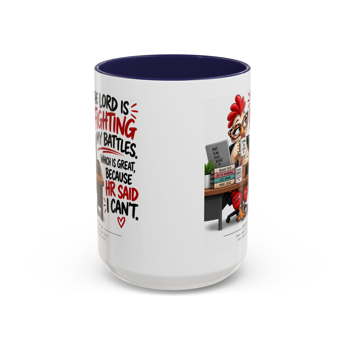 Inspirational Accent Coffee Mug — “The Lord Is Fighting My Battles” Faith Quote (11/15oz)