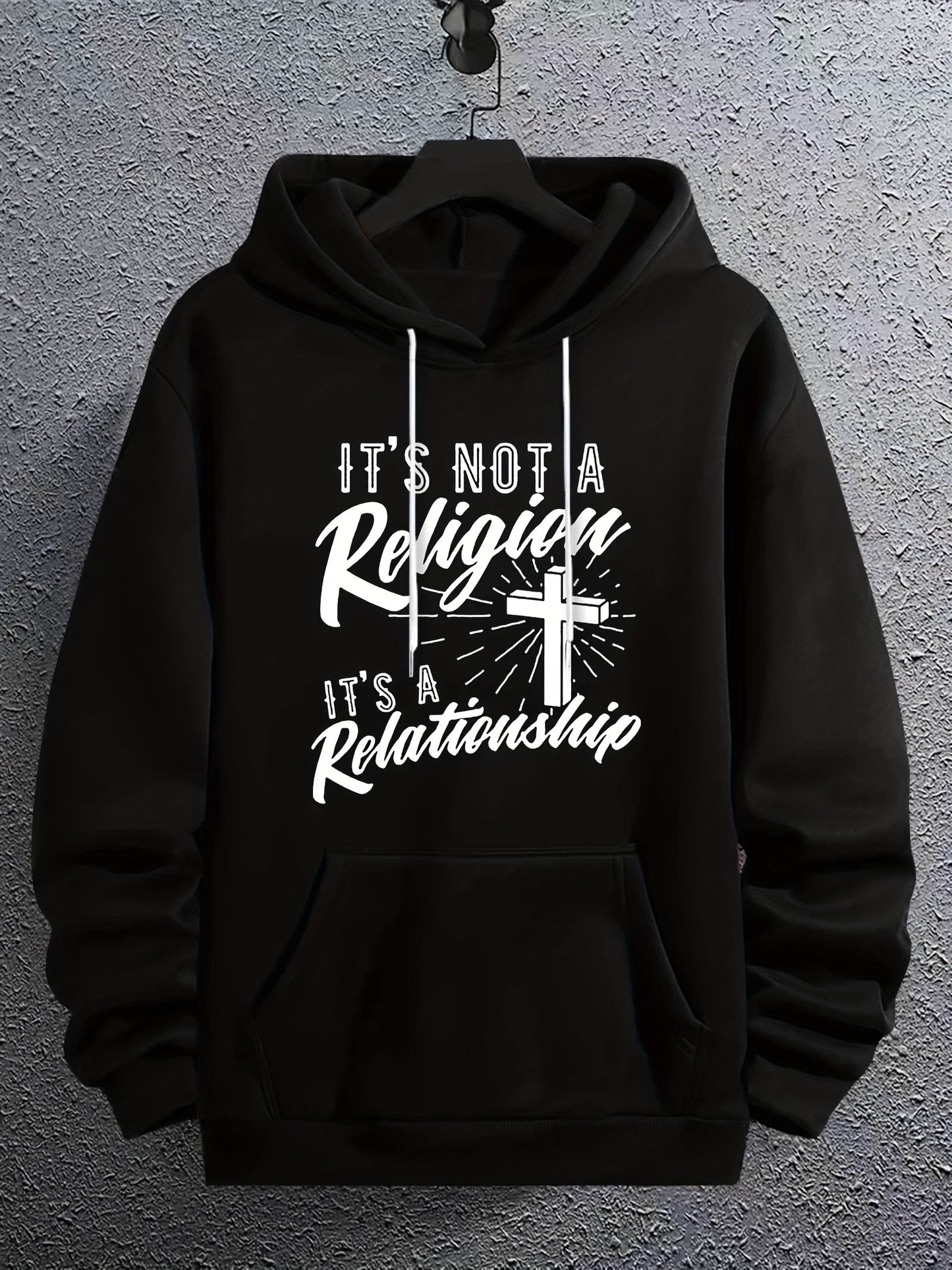 It's Not A Religion It's A Relationship Men's Christian Pullover Hooded Sweatshirt claimedbygoddesigns