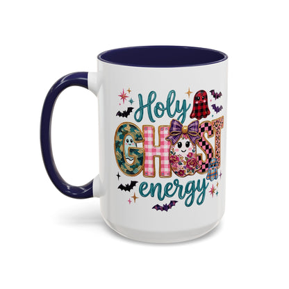 Accent Christian Coffee Mug — "Holy Ghost Energy" Halloween Cute Spooky Ceramic Mug (11/15oz)