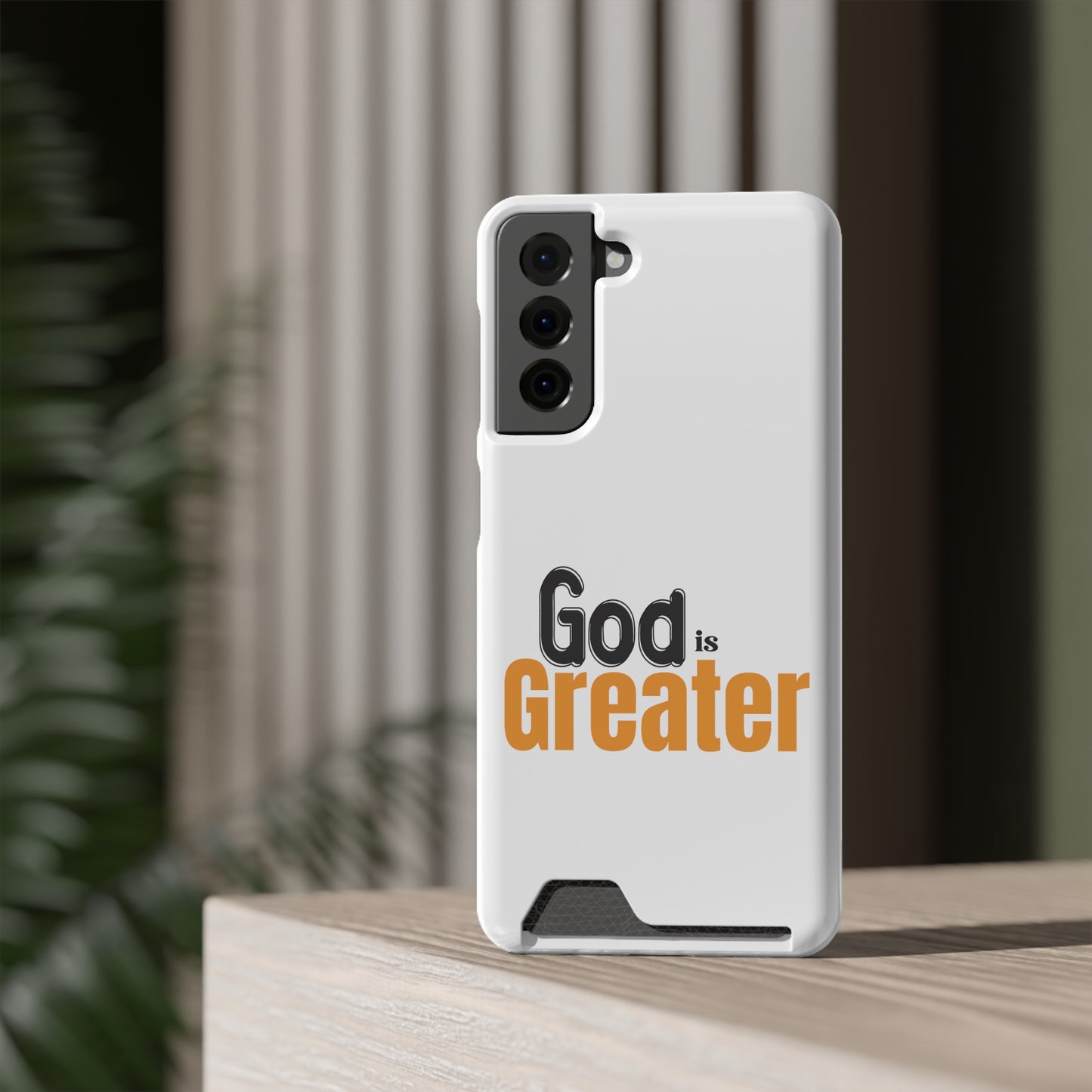 God Is Greater Christian Phone Case With Card Holder Printify