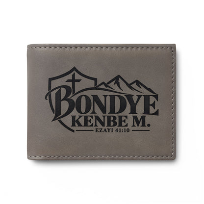 Bondye Kenbe M. Haitian Kreyòl Christian bi-fold wallet, Ezayi 41:10
