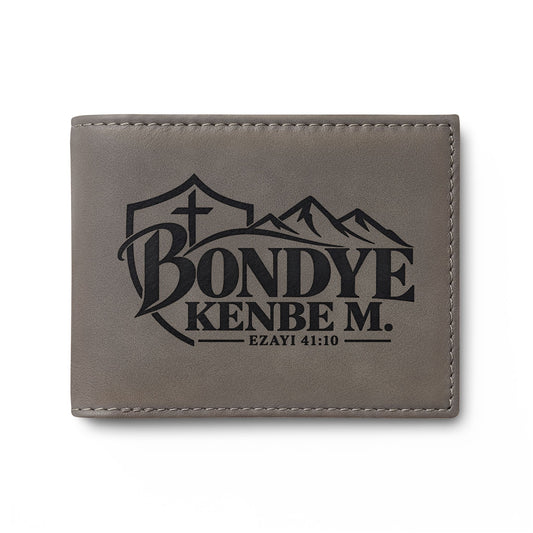 Bondye Kenbe M. Haitian Kreyòl Christian bi-fold wallet, Ezayi 41:10