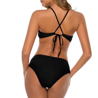 I Love Him Christian Women's Two piece Swimsuit with High Neck Halter Top
