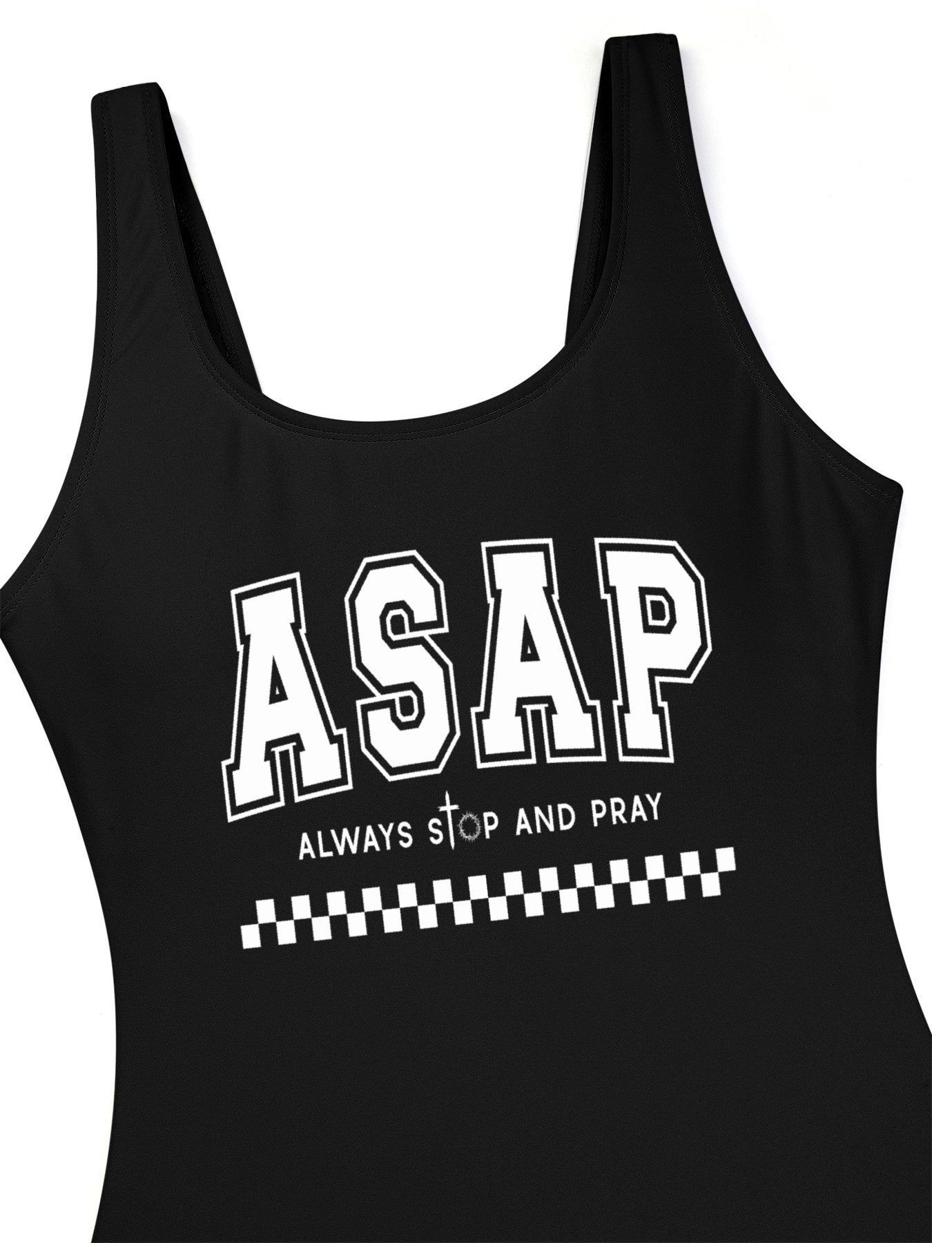 Always Stop And Pray  Athletic Strap One-Piece Christian Swimsuit for Women