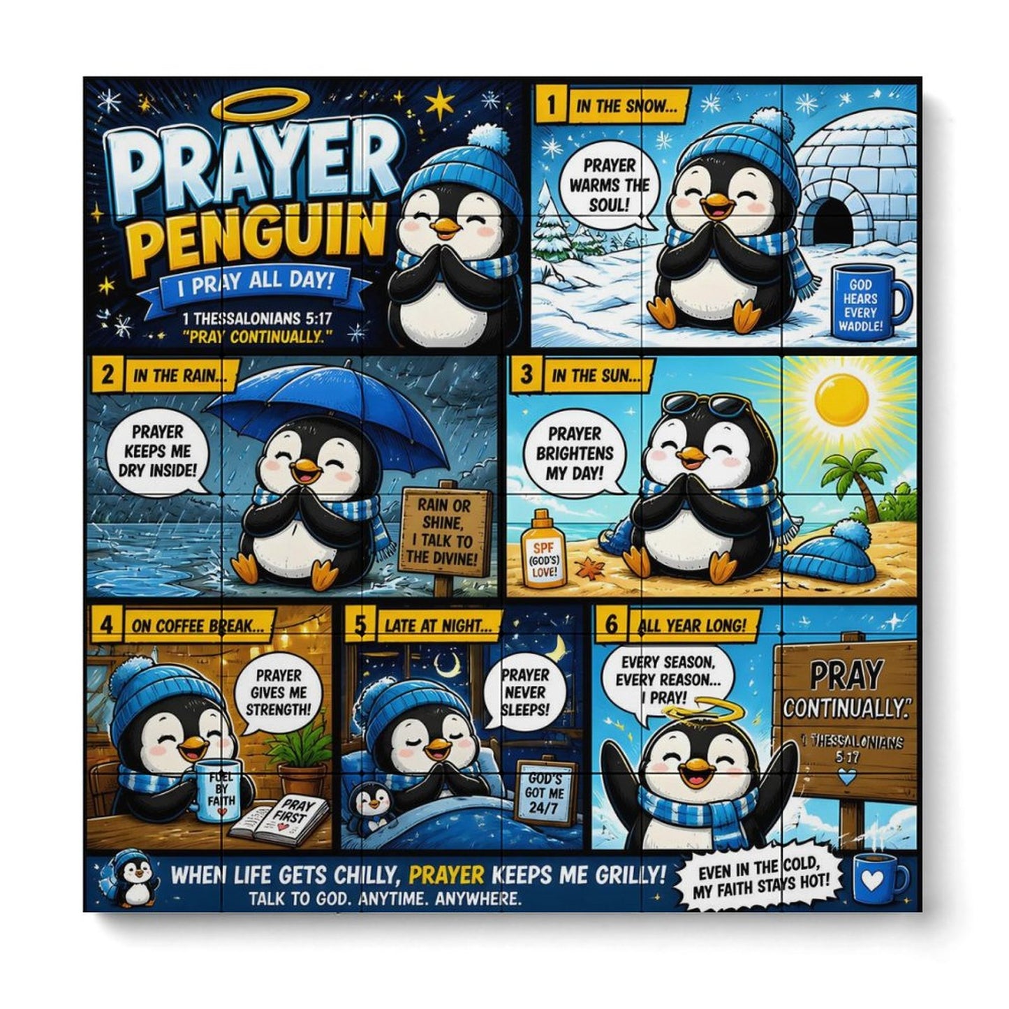 Prayer Penguin – Building Block Puzzle Ornament - ClaimedbyGodDesigns