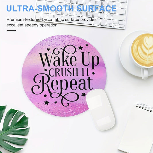 1pc Wake Up Crush It Repeat Christian Computer Mouse Pad, 7.8*7.8*0.12inch/ 19.81*19.81*0.3cm - ClaimedbyGodDesigns