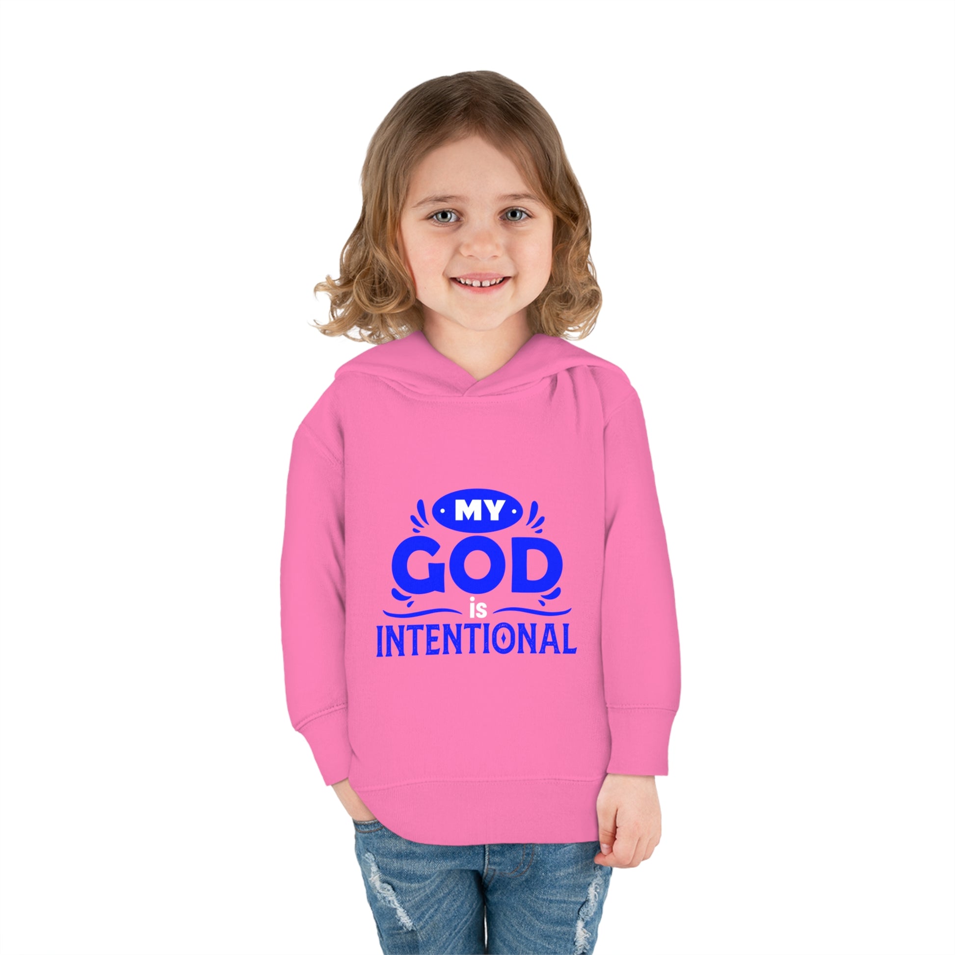 My God Is Intentional Toddler Pullover Fleece Hoodie Printify