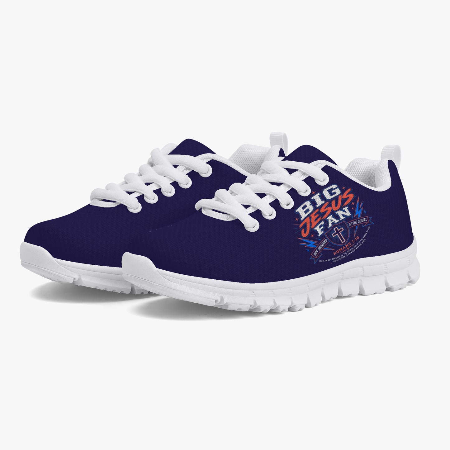 Big Jesus Fan 2.0 Christian Kids' Lightweight Mesh Sneakers - ClaimedbyGodDesigns