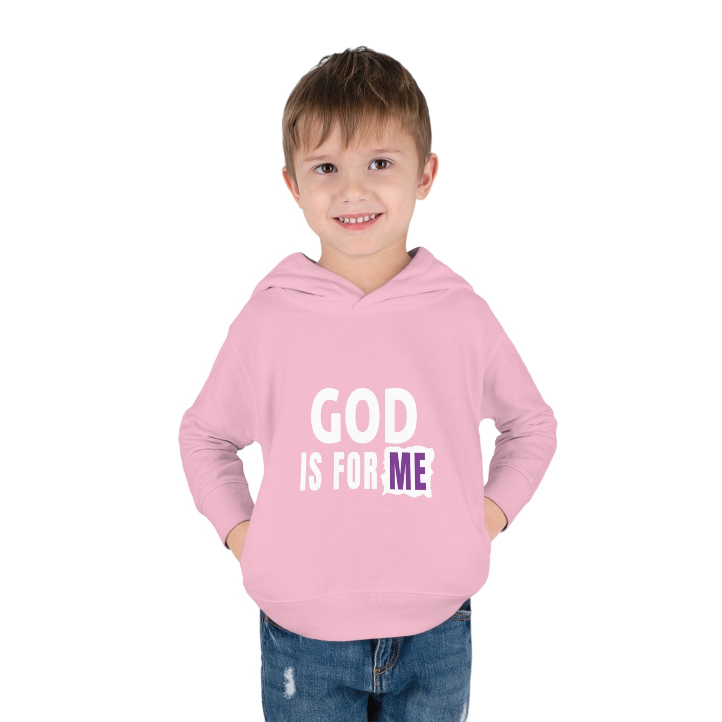 God Is For Me Christian Toddler Pullover Fleece Hoodie Printify