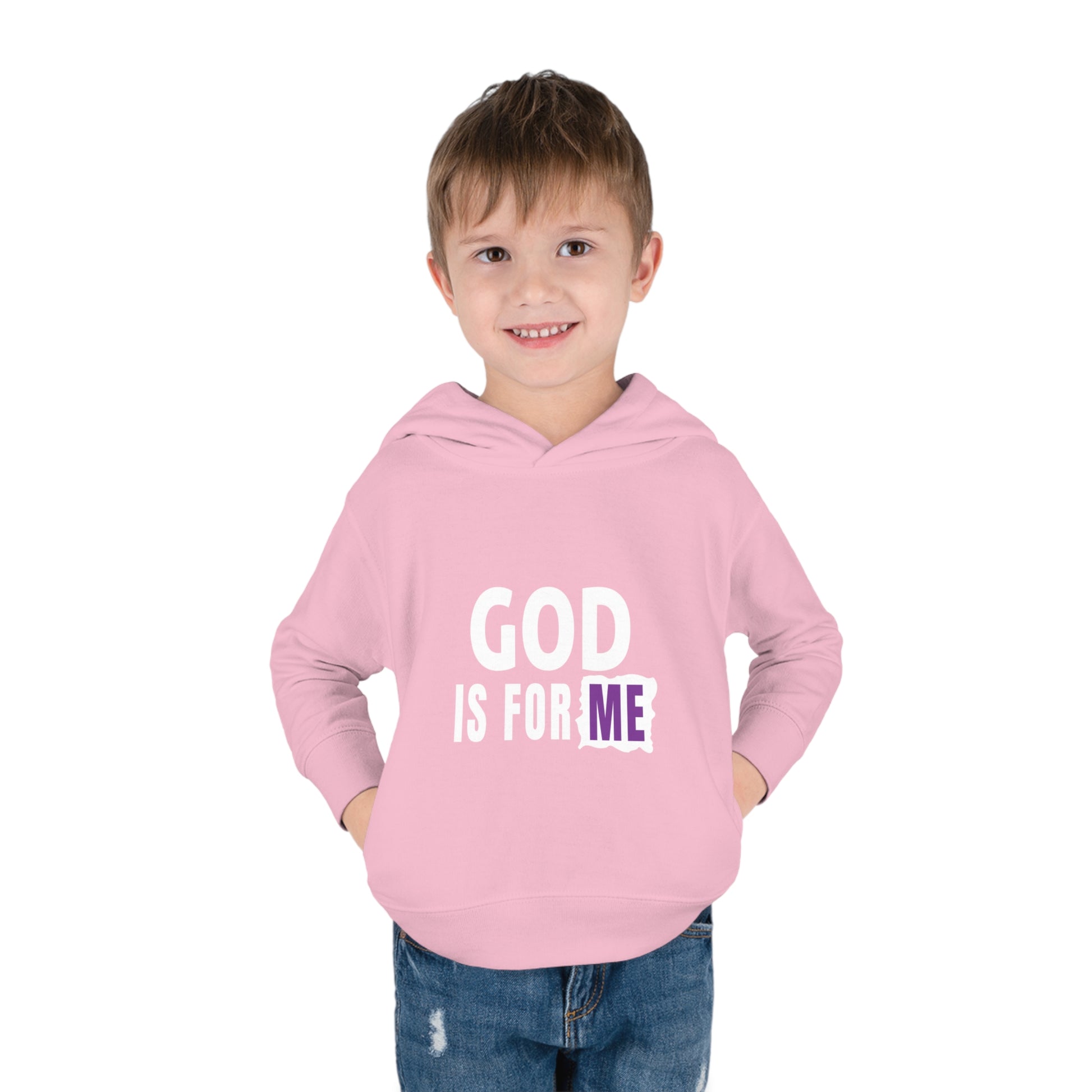 God Is For Me Christian Toddler Pullover Fleece Hoodie Printify