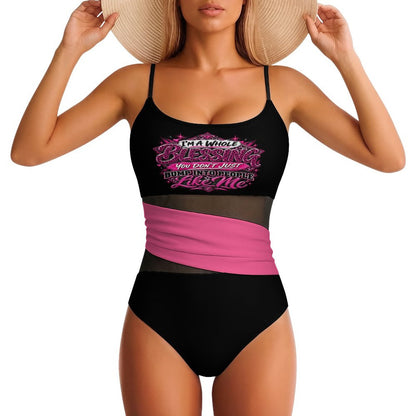 I’m A Whole Blessing You Don’t Just Bump Into People Like Me – Women’s Christian Mesh Splicing One-Piece Swimsuit