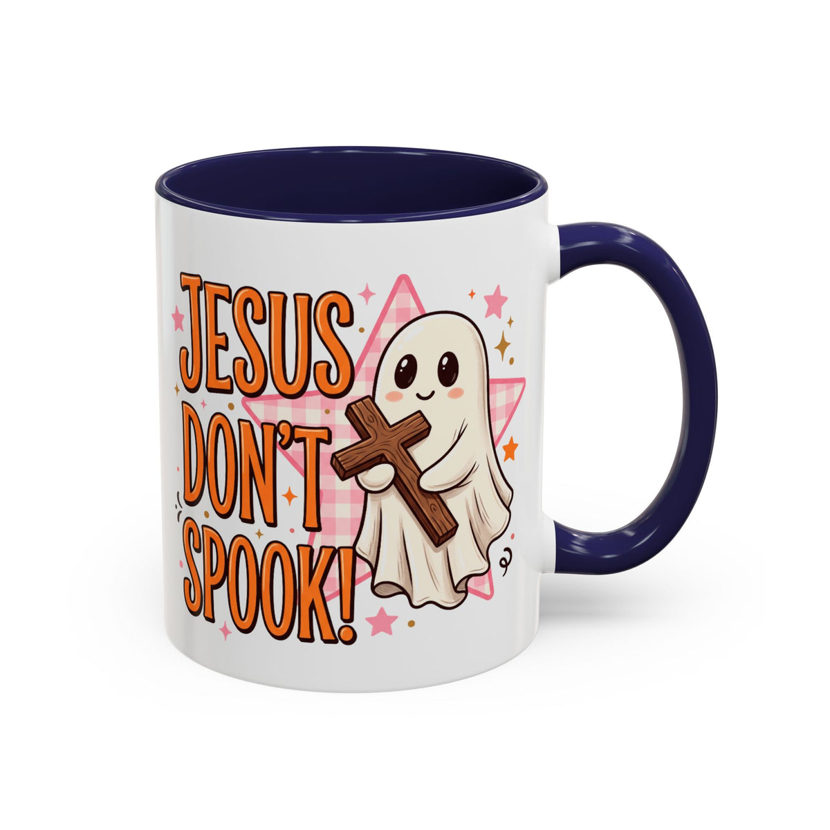 Accent Coffee Mug — "Jesus Don't Spook!" Cute Ghost Christian Coffee Mug (11/15oz)