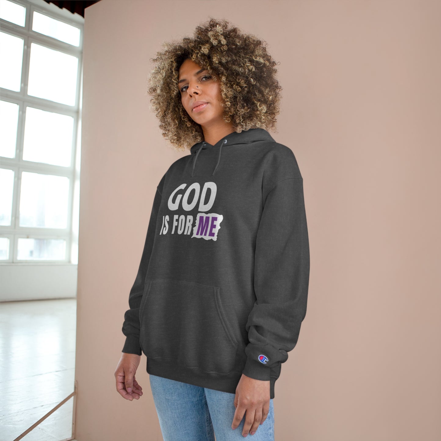 God Is For Me Christian Unisex Champion Hoodie Printify