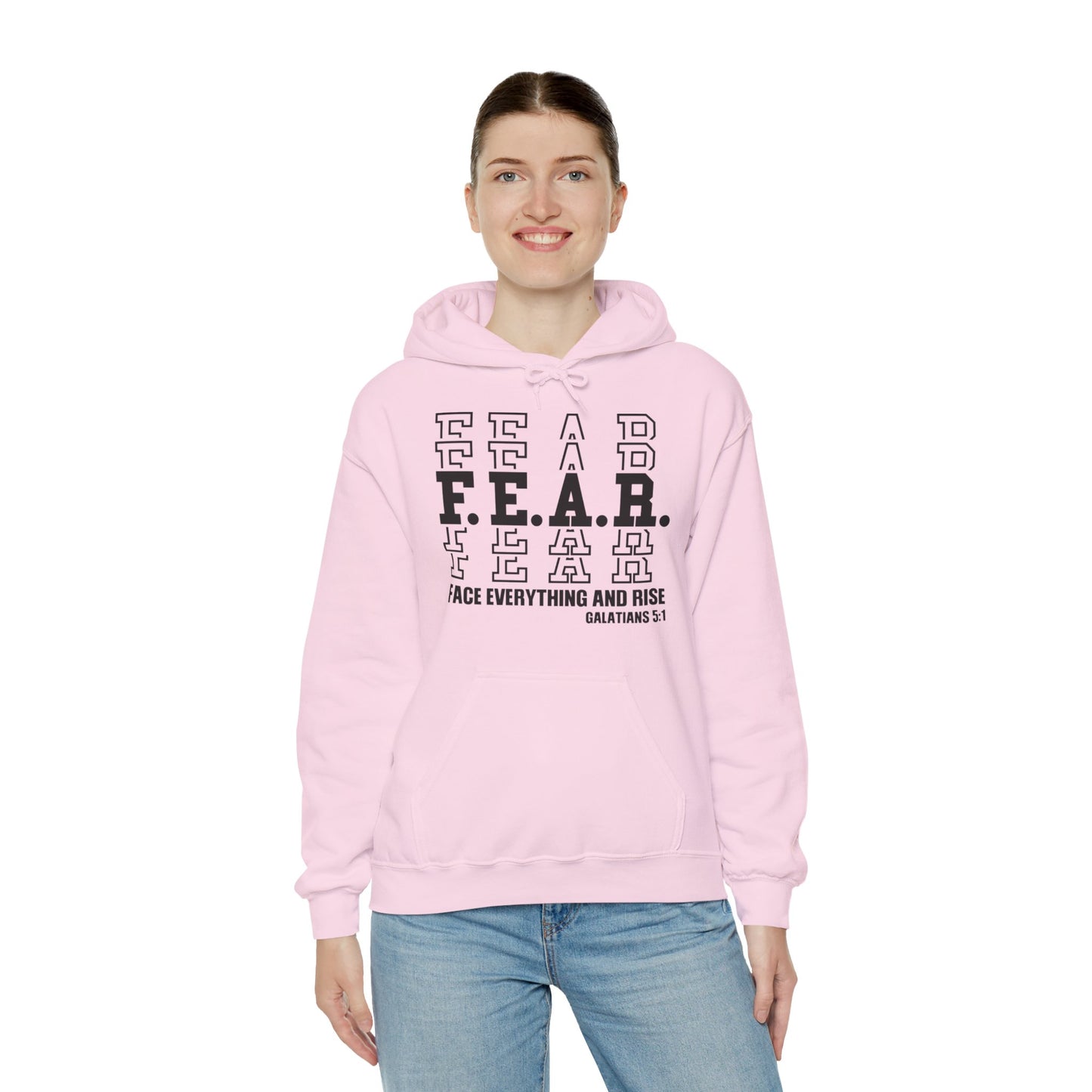 FEAR Face Everything And Rise Unisex Christian Hooded Pullover Sweatshirt