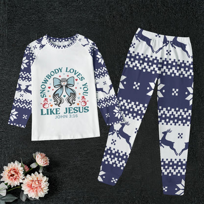 Snowbody Loves You Like Him Christian Kid's Christmas Pajamas