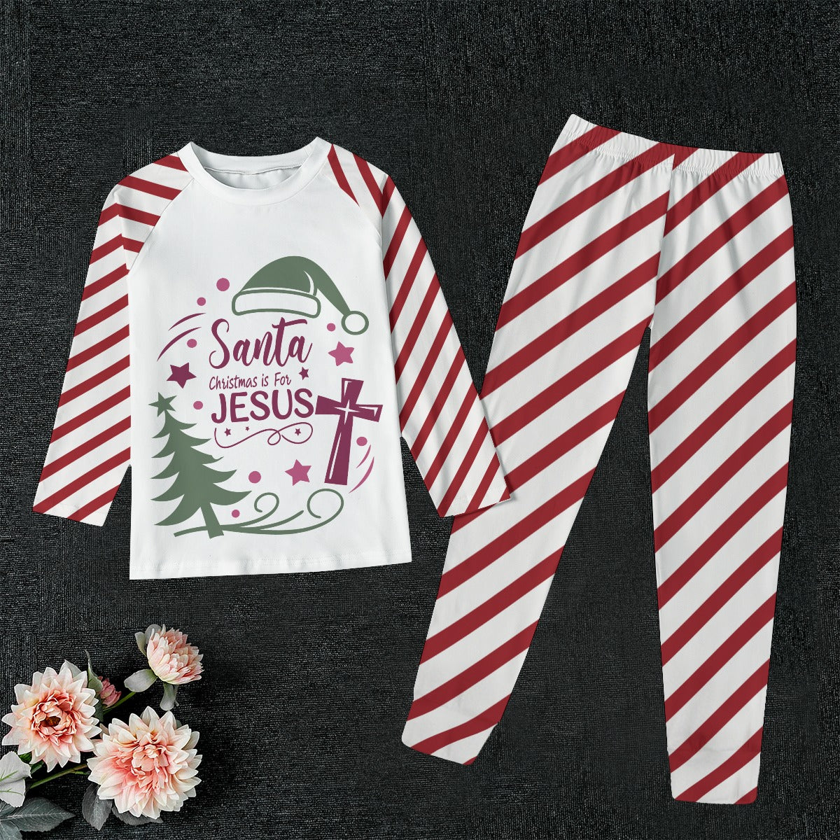 Santa Christmas Is For Him Christian Kid's Christmas Pajamas