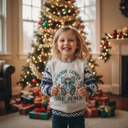 Snowbody Loves You Christian Kid's Round Neck Christmas Sweatshirt