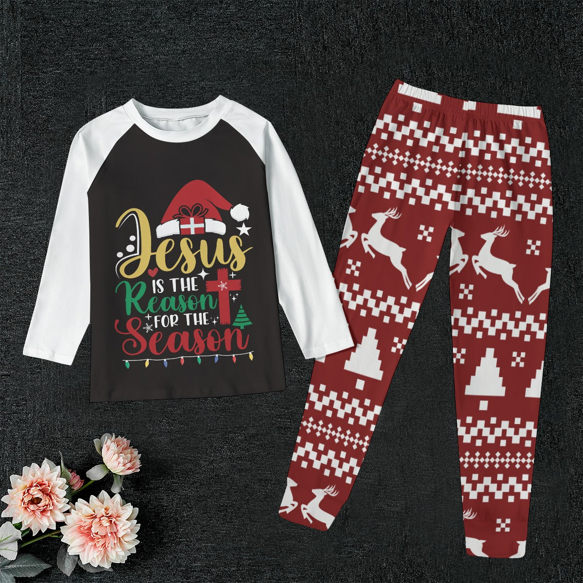 He Is The Reason For The Season Christian Kid's Christmas Sleep Pajamas