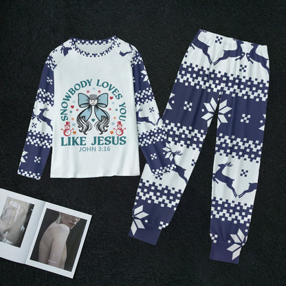 Snowbody Loves You Like Him Women's Christian Christmas Pajamas