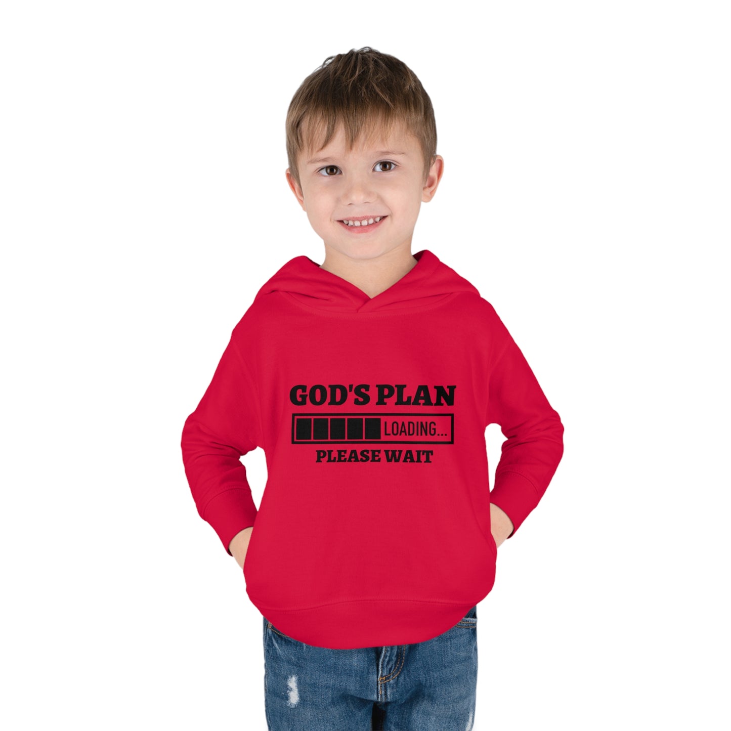 God's Plan Loading Please Wait Toddler Pullover Fleece Hooded Sweatshirt