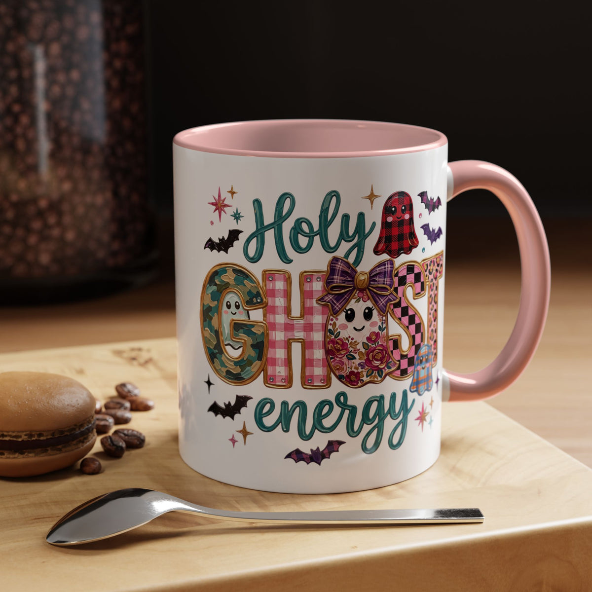 Accent Christian Coffee Mug — "Holy Ghost Energy" Halloween Cute Spooky Ceramic Mug (11/15oz)