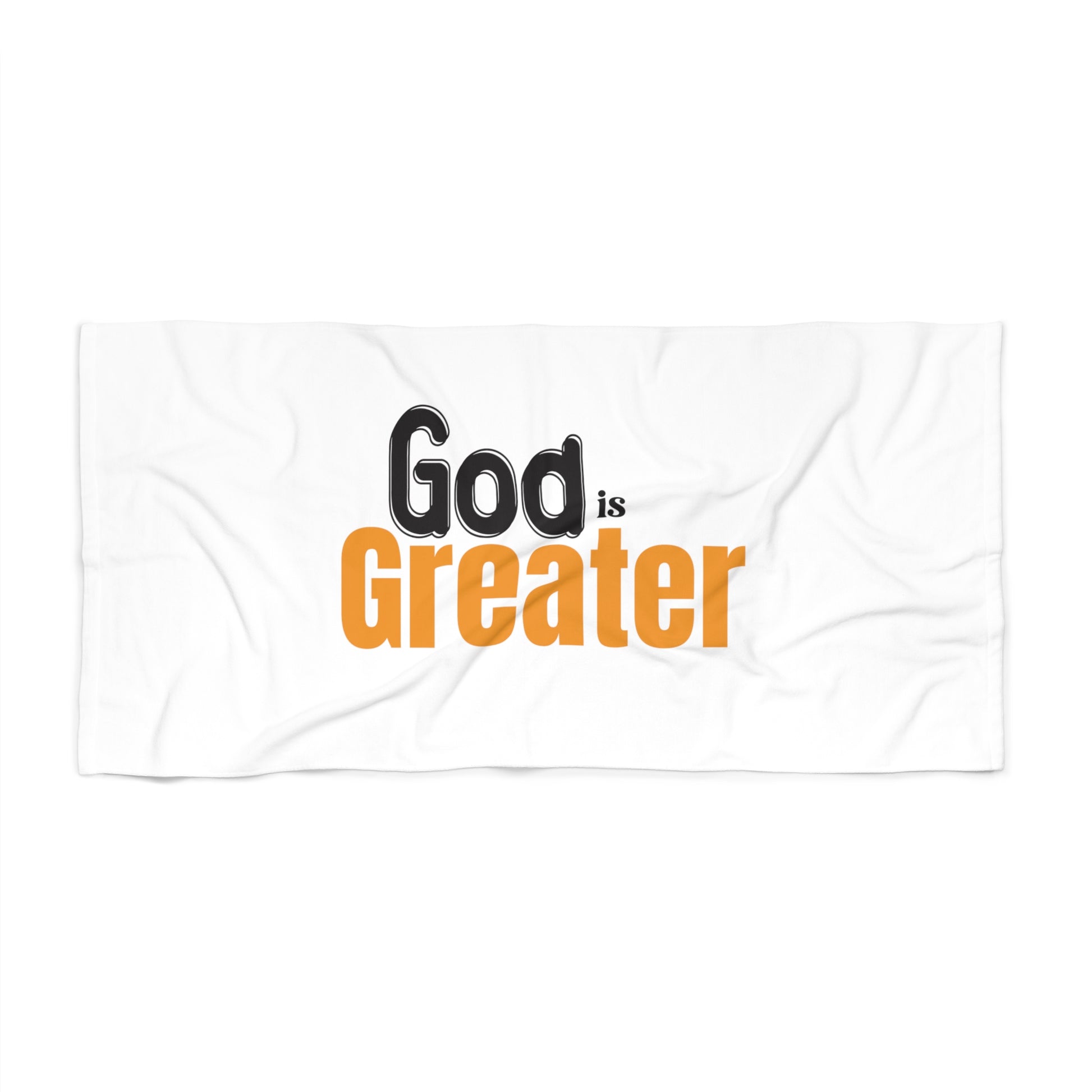 God Is Greater Christian Beach Towel Printify