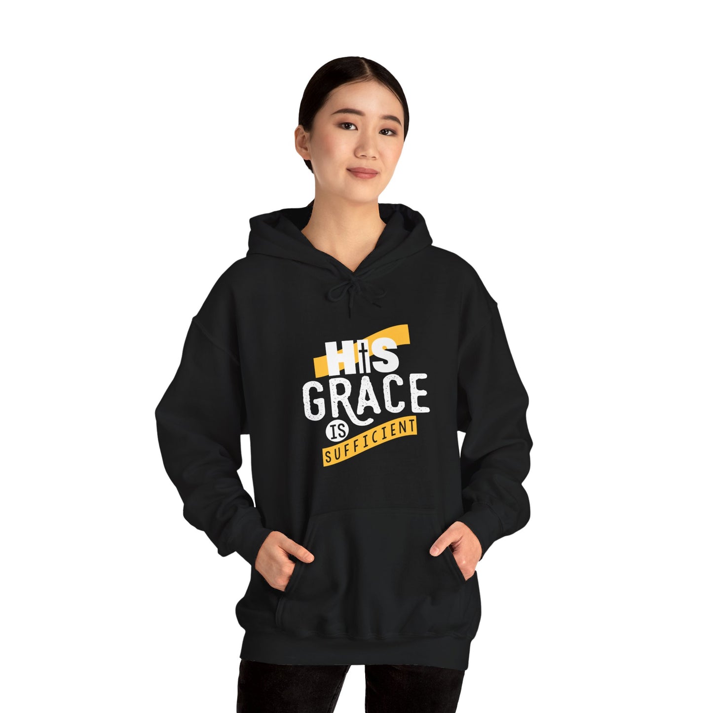 His Grace Is Sufficient Unisex Christian Hooded Pullover Sweatshirt