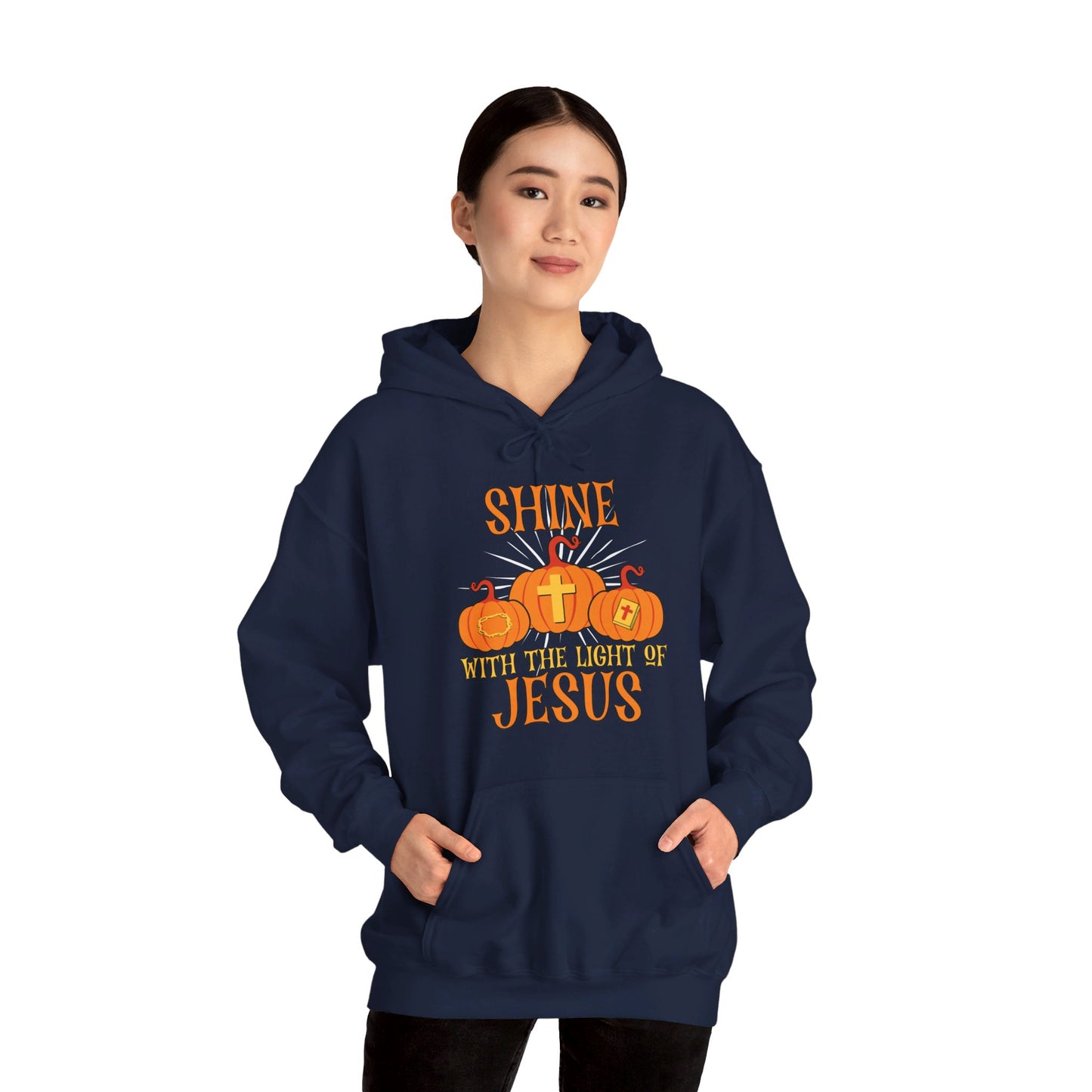 Shine With The Light Of Jesus Halloween Unisex Christian Pullover Hooded Sweatshirt