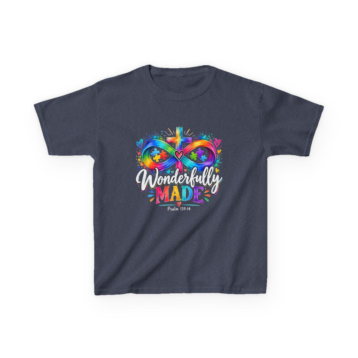 Youth Autism Awareness T-Shirt — Rainbow Infinity Heart "You’re Proud, You’re Made" Graphic Tee
